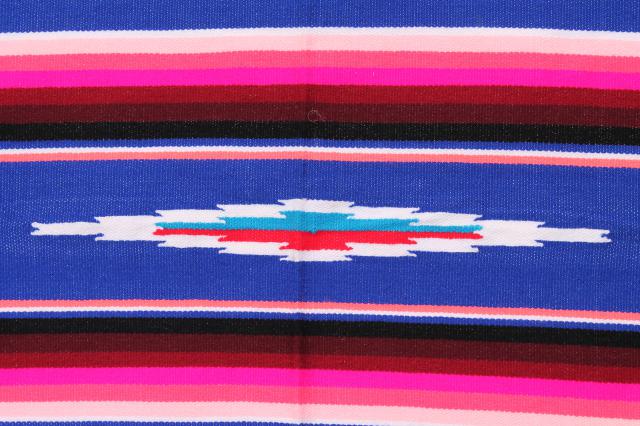 photo of vintage Saltillo Mexican Indian blanket serape rug w/ bright colored stripes #8