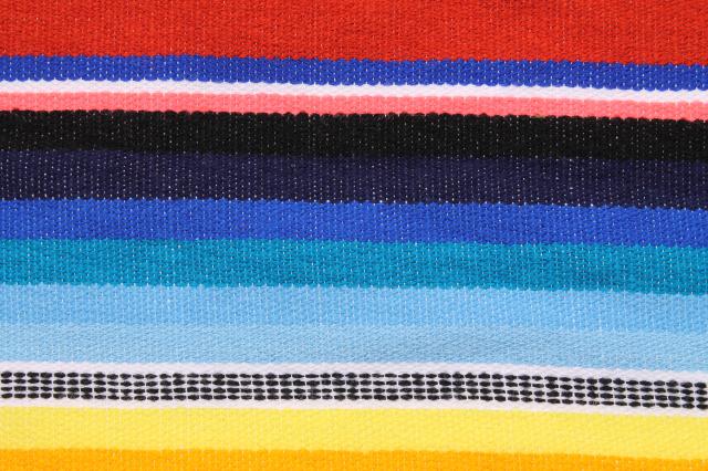 photo of vintage Saltillo Mexican Indian blanket serape rug w/ bright colored stripes #9