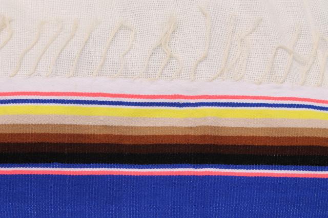 photo of vintage Saltillo Mexican Indian blanket serape rug w/ bright colored stripes #10