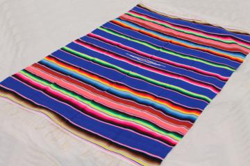 catalog photo of vintage Saltillo Mexican Indian blanket serape rug w/ bright colored stripes