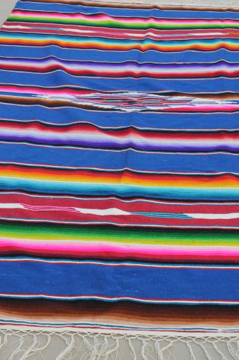photo of vintage Saltillo Mexican Indian blanket serape rug w/ bright colored stripes #2