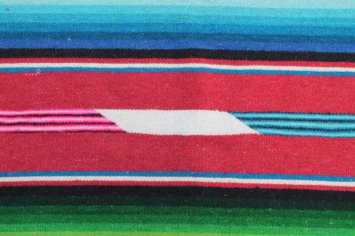 photo of vintage Saltillo Mexican Indian blanket serape rug w/ bright colored stripes #4