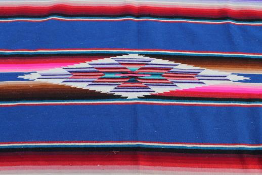 photo of vintage Saltillo Mexican Indian blanket serape rug w/ bright colored stripes #5