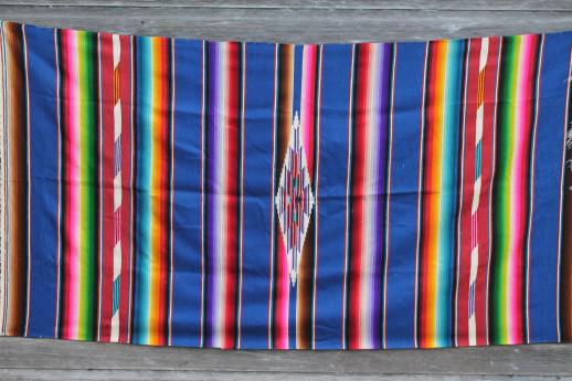 photo of vintage Saltillo Mexican Indian blanket serape rug w/ bright colored stripes #6
