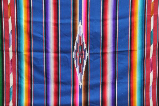 photo of vintage Saltillo Mexican Indian blanket serape rug w/ bright colored stripes #7