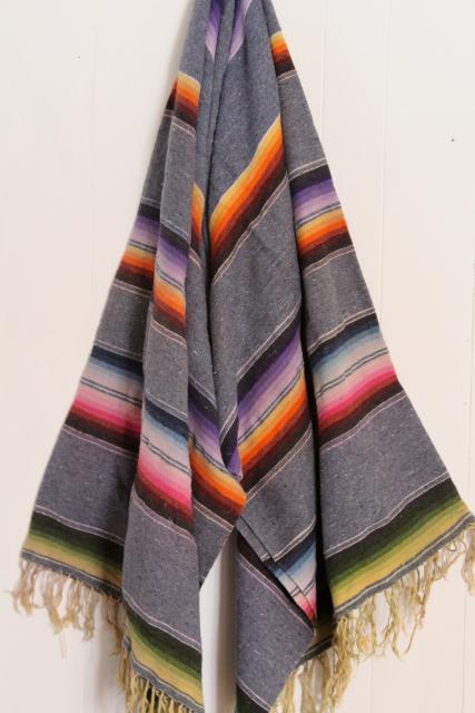 photo of vintage Saltillo Mexican Indian blanket southwest serape stripes #1