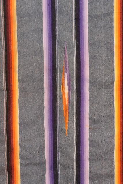 photo of vintage Saltillo Mexican Indian blanket southwest serape stripes #5