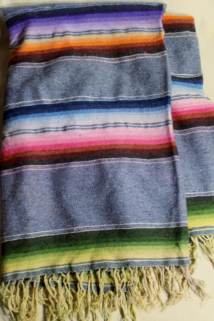 photo of vintage Saltillo Mexican Indian blanket southwest serape stripes #7