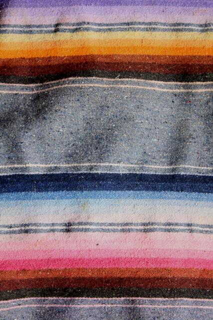photo of vintage Saltillo Mexican Indian blanket southwest serape stripes #8