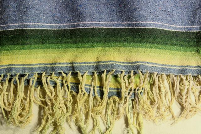 photo of vintage Saltillo Mexican Indian blanket southwest serape stripes #10