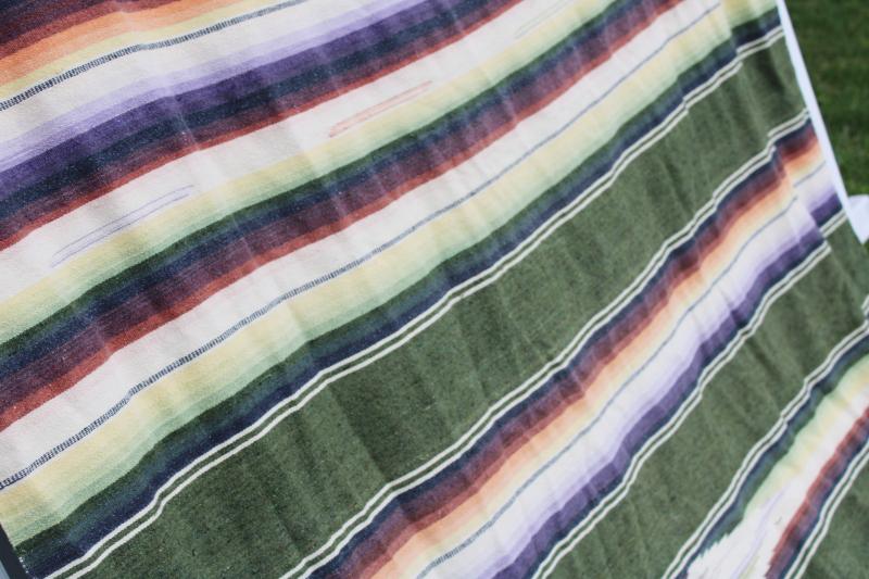 photo of vintage Saltillo Mexican blanket or rug cotton wool woven stripes cactus green southwest decor #6