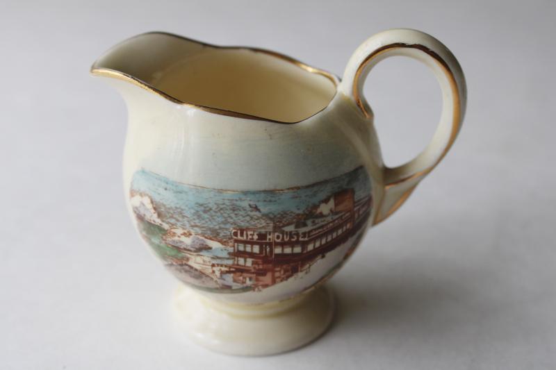 photo of vintage San Francisco souvenir Cliff House rocks, Royal Winton Staffordshire china creamer #1