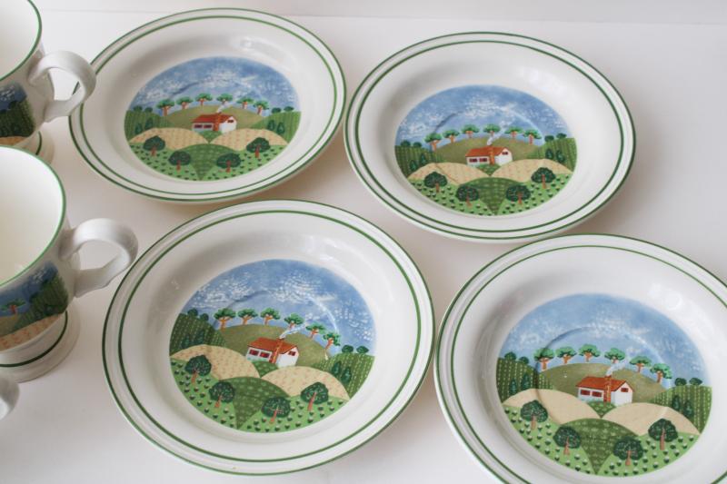 photo of vintage Sango Country Cottage stoneware dinnerware, set of four cups & saucers  #4