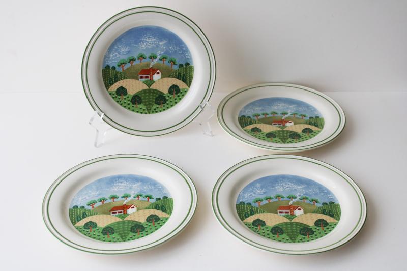photo of vintage Sango Country Cottage stoneware dinnerware, set of four salad plates #1