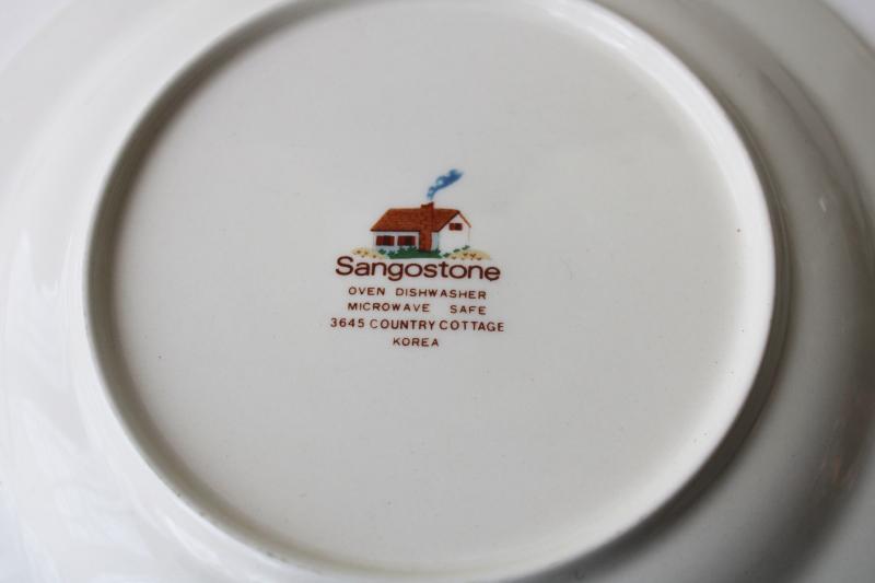photo of vintage Sango Country Cottage stoneware dinnerware, set of four salad plates #4