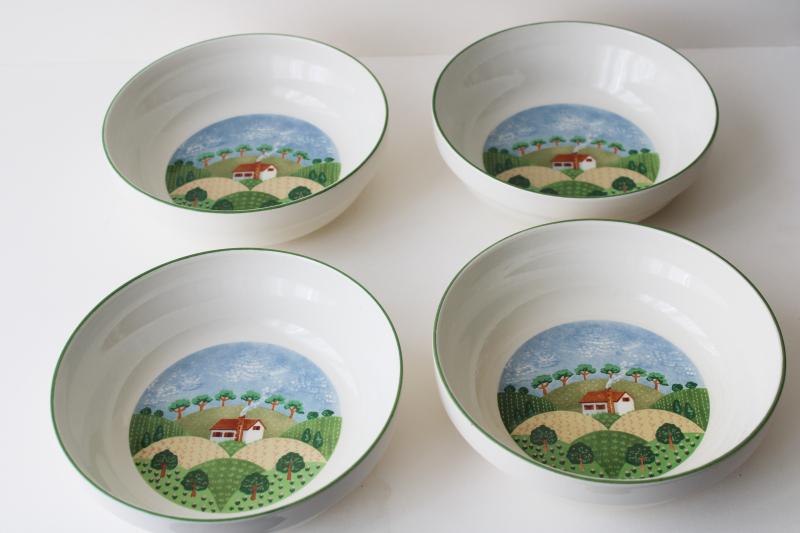 photo of vintage Sango stoneware dinnerware, Country Cottage pattern cereal bowls  #1