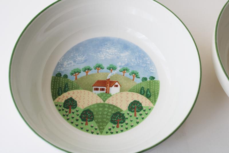 photo of vintage Sango stoneware dinnerware, Country Cottage pattern cereal bowls  #2