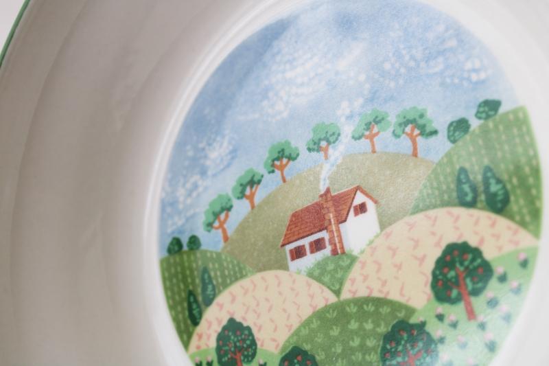 photo of vintage Sango stoneware dinnerware, Country Cottage pattern cereal bowls  #3