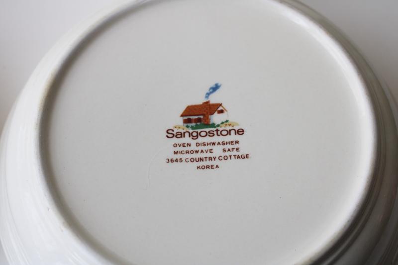 photo of vintage Sango stoneware dinnerware, Country Cottage pattern cereal bowls  #5