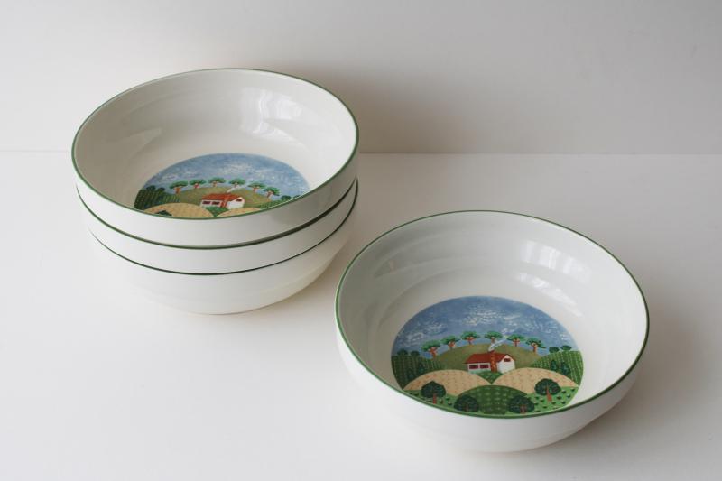 photo of vintage Sango stoneware dinnerware, Country Cottage pattern cereal bowls  #6