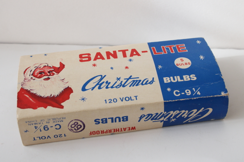 photo of vintage Santa Lite Christmas lights C-9 big bulbs cute printed box holiday decor #2