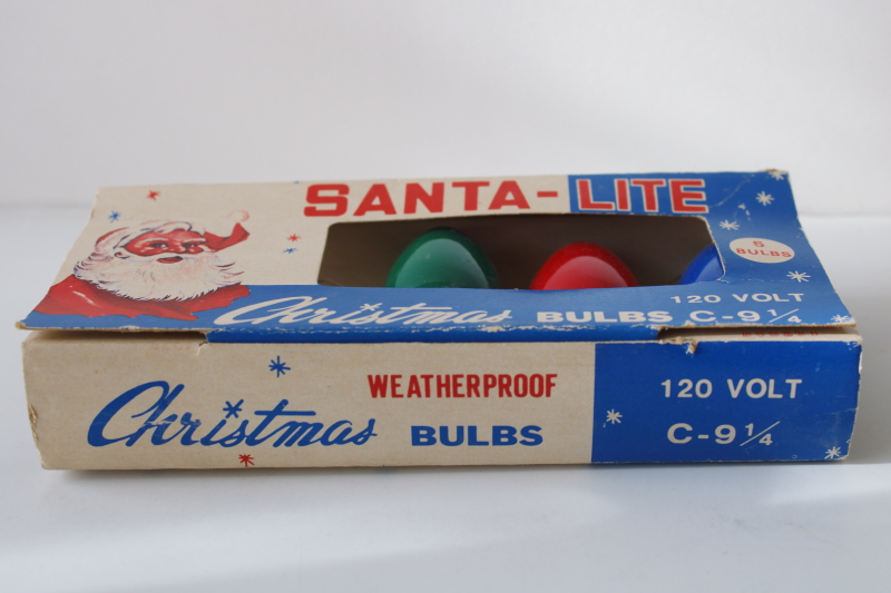 photo of vintage Santa Lite Christmas lights C-9 big bulbs cute printed box holiday decor #4