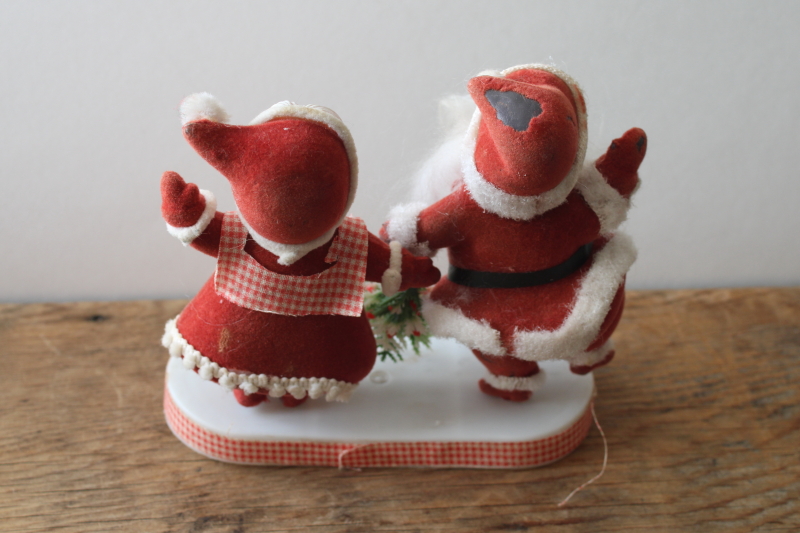 photo of vintage Santa & Mrs Claus flocked plastic tacky Christmas decoration, cute kitsch holiday decor  #2