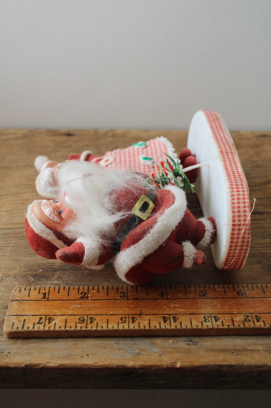photo of vintage Santa & Mrs Claus flocked plastic tacky Christmas decoration, cute kitsch holiday decor  #5