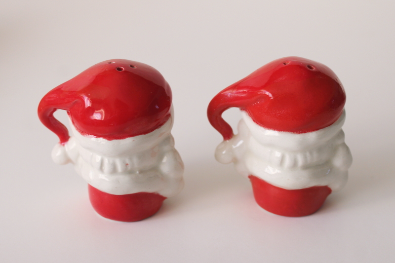 photo of vintage Santa head salt & pepper shakers, winking Santa hand painted ceramic S&P set  #3