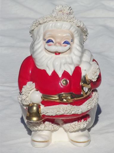 photo of vintage Santa savings bank, retro ceramic spaghetti Santa Claus made in Japan #2