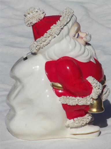 photo of vintage Santa savings bank, retro ceramic spaghetti Santa Claus made in Japan #3