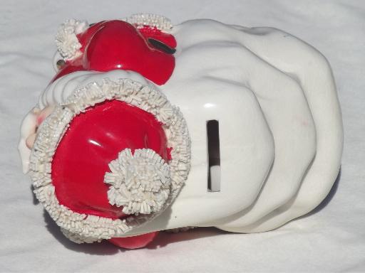 photo of vintage Santa savings bank, retro ceramic spaghetti Santa Claus made in Japan #5