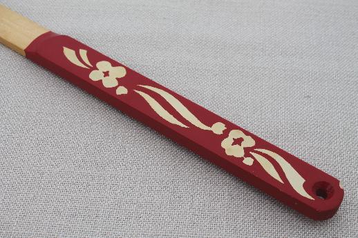 photo of vintage Scandinavian lefse stick painted red & white, nordic style #3