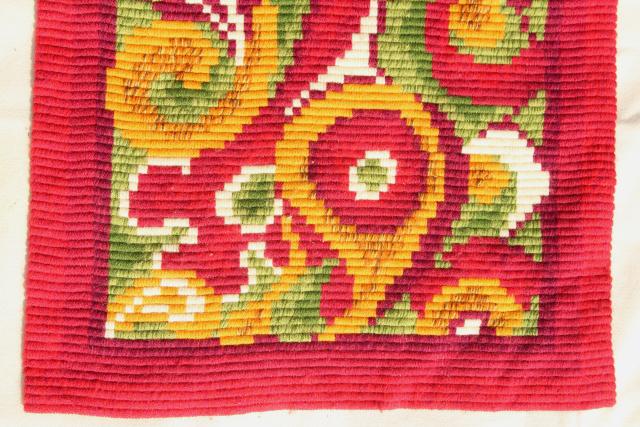 photo of vintage Scandinavian tapestry wool embroidery, gobelin needlepoint bell pulls #7