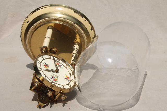 photo of vintage Schatz - Germany brass clock & glass dome, replacement parts or restoration clock #2