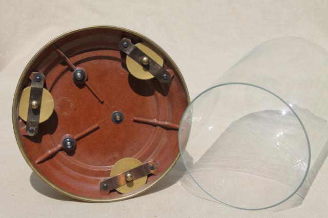 photo of vintage Schatz - Germany brass clock & glass dome, replacement parts or restoration clock #3