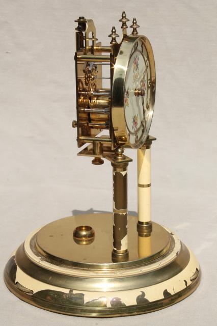 photo of vintage Schatz - Germany brass clock & glass dome, replacement parts or restoration clock #10