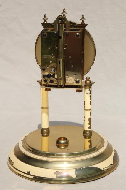 photo of vintage Schatz - Germany brass clock & glass dome, replacement parts or restoration clock #11