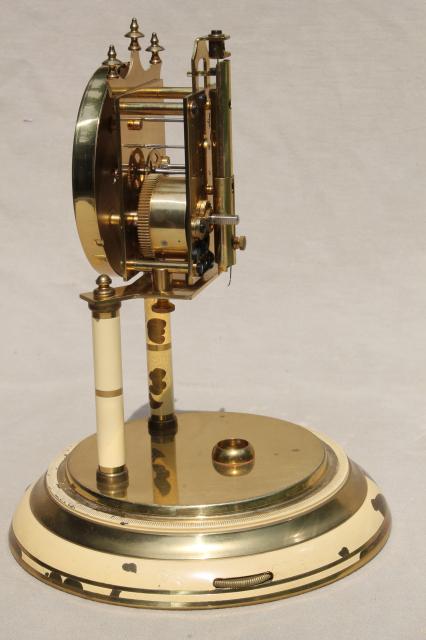 photo of vintage Schatz - Germany brass clock & glass dome, replacement parts or restoration clock #12