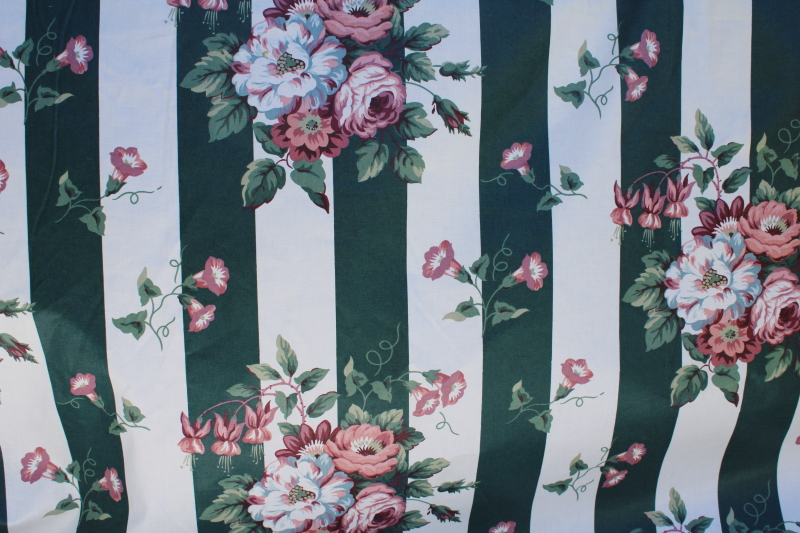 photo of vintage Schumacher cotton chintz fabric Waverly Ivy Lane Flora stripe #1