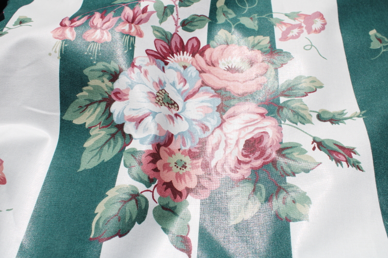 photo of vintage Schumacher cotton chintz fabric Waverly Ivy Lane Flora stripe #2