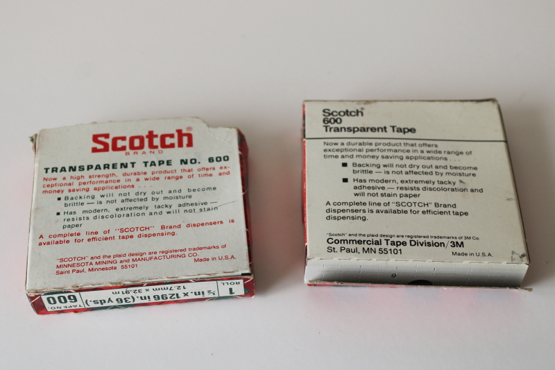 photo of vintage Scotch tape lot, pre magic tape in two different tartan plaid boxes #2