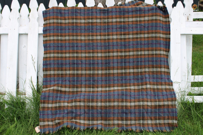 photo of vintage Scottish tartan plaid throw or shawl, all wool fabric woven in Scotland #1