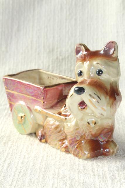 photo of vintage Scotty dog ceramic planter, USA pottery Scottish terrier puppy #1