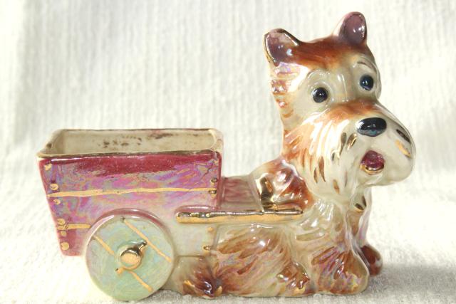 photo of vintage Scotty dog ceramic planter, USA pottery Scottish terrier puppy #2