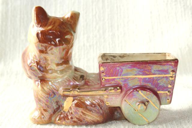 photo of vintage Scotty dog ceramic planter, USA pottery Scottish terrier puppy #4