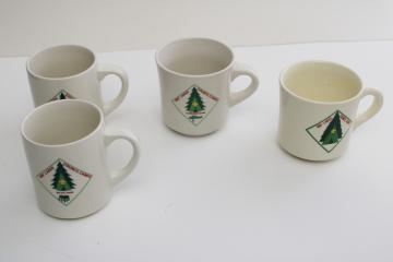 catalog photo of vintage Scout camp mugs, restaurant china Boy Scouts Bay Lakes Wisconsin BSA