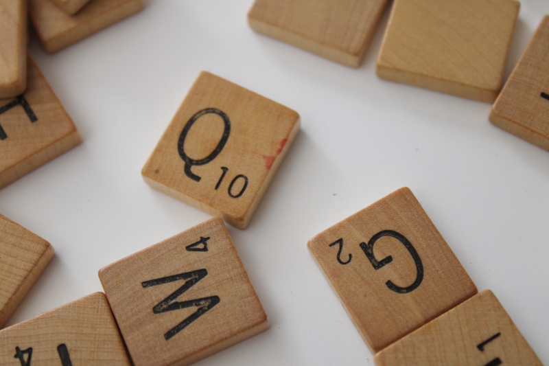 photo of vintage Scrabble letter tiles, wood letters for upcycle, game pieces lot #2