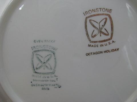 photo of vintage Sears Octagon white Holiday dishes, Christmas tree plates #4