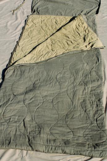 photo of vintage Sears army green drab cotton sleeping bag for camping, backpacking, hunters #3